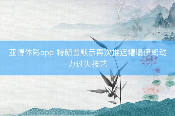 亚博体彩app 特朗普默示再次推迟糟塌伊朗动力过失技艺