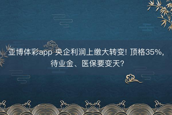 亚博体彩app 央企利润上缴大转变! 顶格35%, 待业金、医保要变天?