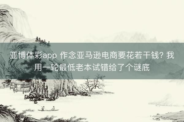 亚博体彩app 作念亚马逊电商要花若干钱? 我用一轮最低老本试错给了个谜底