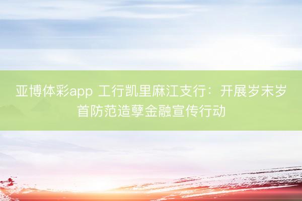 亚博体彩app 工行凯里麻江支行:开展岁末岁首防范造孽金融宣传行动