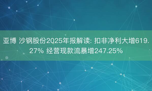 亚博 沙钢股份2025年报解读: 扣非净利大增619.27% 经营现款流暴增247.25%