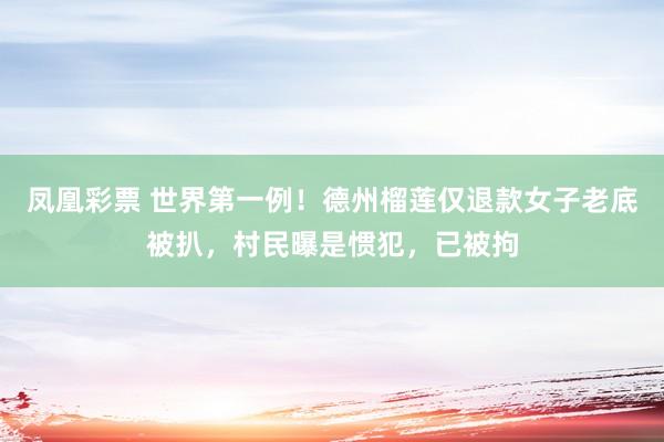 凤凰彩票 世界第一例！德州榴莲仅退款女子老底被扒，村民曝是惯犯，已被拘