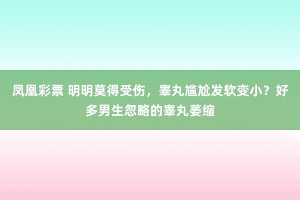 凤凰彩票 明明莫得受伤,睾丸尴尬发软变小?好多男生忽略的睾丸萎缩