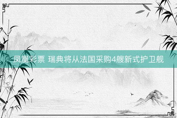 凤凰彩票 瑞典将从法国采购4艘新式护卫舰