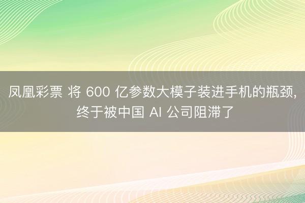 凤凰彩票 将 600 亿参数大模子装进手机的瓶颈， 终于被中国 AI 公司阻滞了