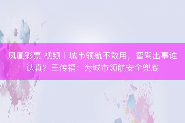 凤凰彩票 视频丨城市领航不敢用，智驾出事谁认真？王传福：为城市领航安全兜底