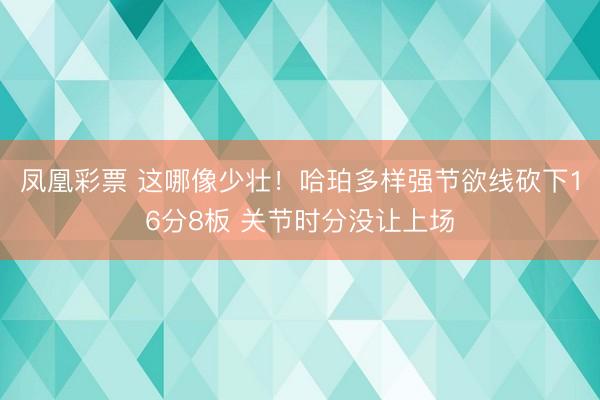 凤凰彩票 这哪像少壮!哈珀多样强节欲线砍下16分8板 关节时分没让上场