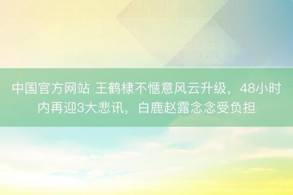 中国官方网站 王鹤棣不惬意风云升级，48小时内再迎3大悲讯，白鹿赵露念念受负担