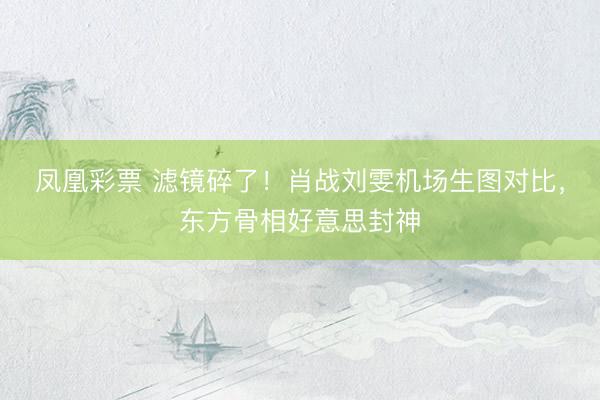 凤凰彩票 滤镜碎了！肖战刘雯机场生图对比，东方骨相好意思封神