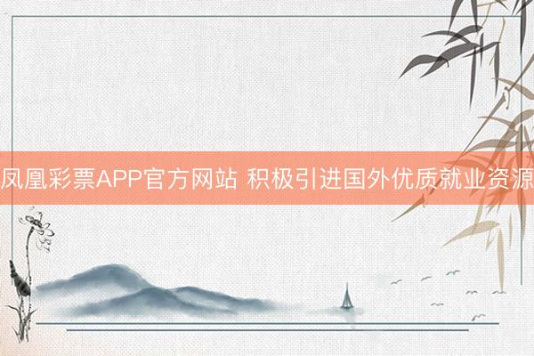 凤凰彩票APP官方网站 积极引进国外优质就业资源