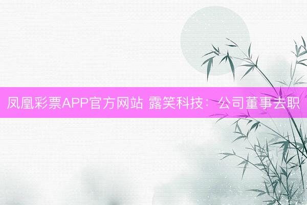 凤凰彩票APP官方网站 露笑科技：公司董事去职