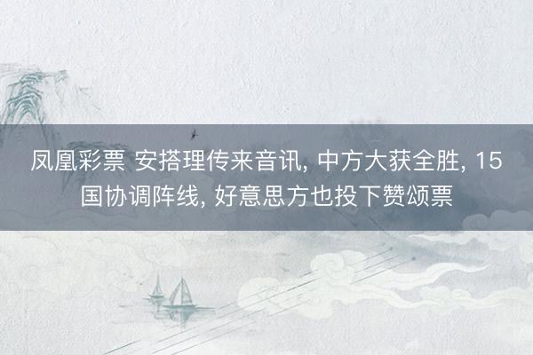 凤凰彩票 安搭理传来音讯, 中方大获全胜, 15国协调阵线, 好意思方也投下赞颂票